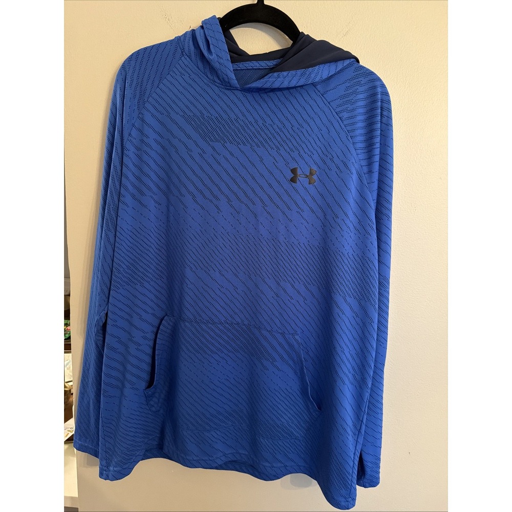 Under Armour Hoodie Pullover Sweatshirt Loose Fit Large Striped Blue